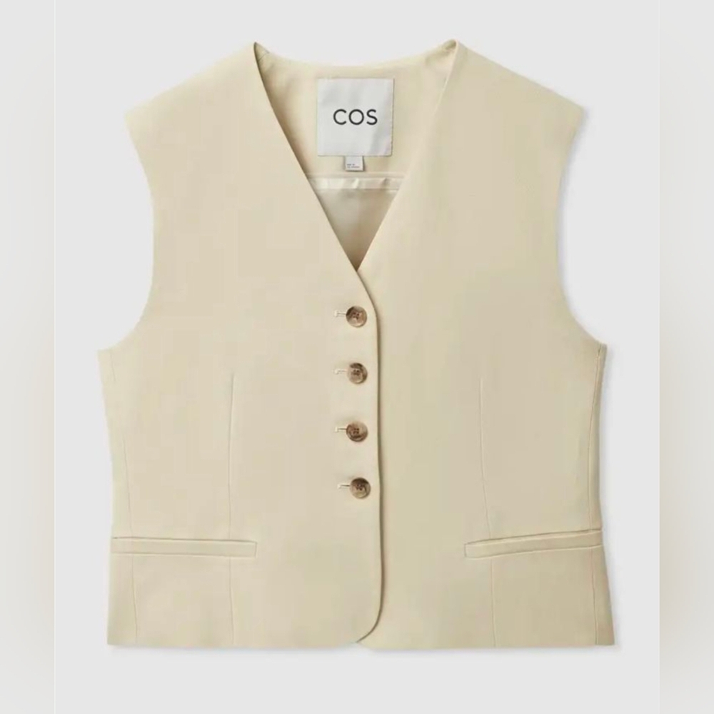 COS Beige Buttoned Vest, Size 8